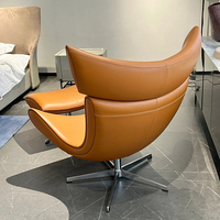 Nordic Five Stars Base Orange Cuir Inclinable Adultes Pivotant Accent Lounge Chaise À Bascule Moderne Avec Ottoman