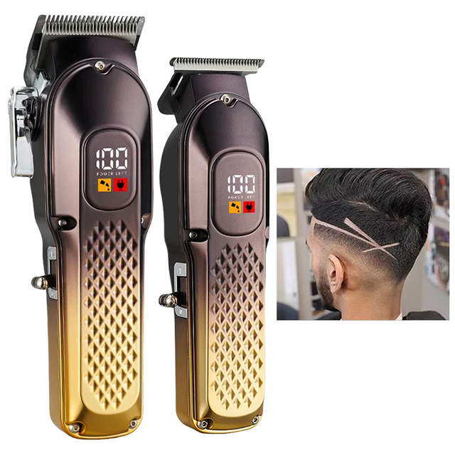Rechargeable Cordless Hair Clippers With LCD Display Quiet Hair Trimmer for Men Barber Grooming Kit for Home and Salon Use