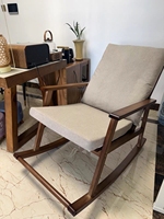 Fauteuil boule moderne du milieu du siècle, structure en bois d'hévéa, coussin en lin, tissu écologique, fauteuil inclinable, mobilier de maison, salon, pieds en métal