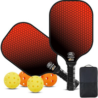Raquette de pickleball Green Ear Money GEM-GEN48, carbone mat, motif hexagonal 16 mm, qualité compétition, raquette professionnelle