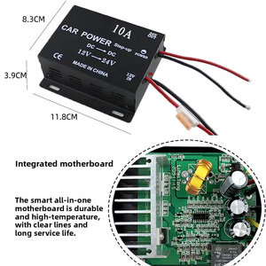 <strong>DC</strong> <strong>12V</strong> <strong>to</strong> 24V 10A Single Phase Metal Shell Black Pressure Reducer Automotive Step-Up Power <strong>Converter</strong> 50/60Hz 1 Year Warranty - Product Image 4