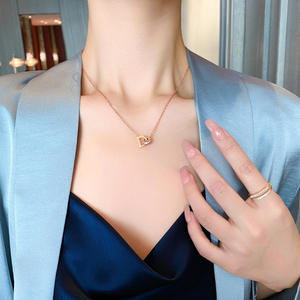 Collar de compromiso de circonita INS de alta calidad para mujer, joyería retro de lujo, personalidad, estrella de la suerte, círculo de amor, D geométrico, acero inoxidable - Product Image 2