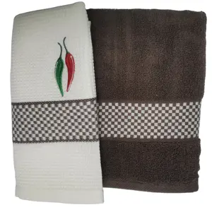 फल और सब्जी की कढ़ाई वाला वफ़ल तौलिया, ऊनी मोटा रसोई तौलिया सेट