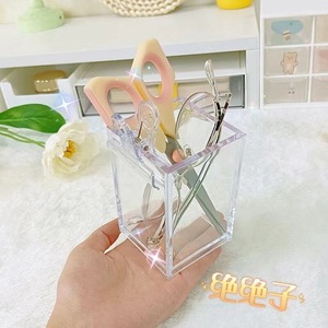 Porte-stylo en acrylique transparent, boîte de rangement carrée pour bureau, organisateur de papeterie pour étudiants, Design Simple et minimaliste - Product Image 3