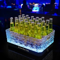 Grand seau à glace rectangulaire LED de 10 L, motif lumineux, refroidisseur de boissons en plastique pour discothèque, KTV, fête, accessoires de bar