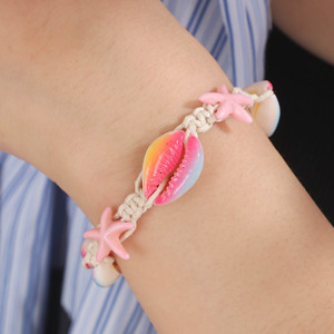 Gelang Makrame Kerang Cowrie dengan Liontin Bintang Laut dan Desain Bintang, Simpul Geser yang Dapat Disesuaikan, Perhiasan Pantai, Hadiah - Product Image 6
