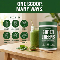 Poudre de superaliments verts en vrac, mélange de légumes, Chlorella, Spiruline, Moringa pour les passionnés de fitness, étiquette personnalisée OEM