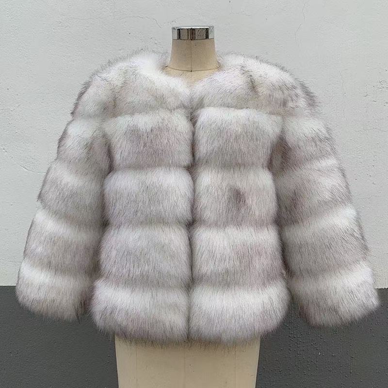 Wholesale Faux Raccoon Fur Coat Double Zipper Design Wholesale Faux Raccoon Fur Coat Double Zipper Design