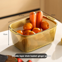 Panier de vidange double couche en plastique de qualité alimentaire pour évier de cuisine, multifonctionnel pour le lavage du riz et des légumes domestique