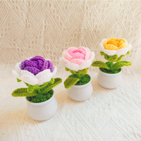 Mini tournesols au crochet faits main 2023, fleurs tricotées en pot 100% laine pour la décoration de table à la maison, mariage islamique, nouveauté, anniversaire