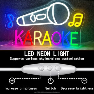 LED Neon Karaoke <b>Sign</b> with Microphone Design Colorful Indoor Bar Decorative Light Dimmable Ambient Light Display <b>Sign</b> 5V 12V - Product Image 3