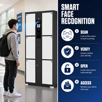 Casier de rangement intelligent à code PIN pour bagages, 6 portes, en acier galvanisé, sur pied, pour aéroports, hôtels, gares