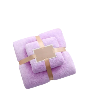 Ensemble de 3 serviettes de bain en corail pour adultes, serviettes de visage douces et absorbantes, broderie de lettres tendance, serviettes de bain pour la maison - Product Image 2