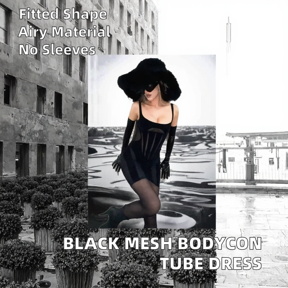 Elegant Short Bodycon Tube Dress for Women Black Mesh Fabric Casual Summer  Wear Breathable Stylish Strapless Neckline Front| Alibaba.com