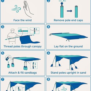 Carpa de Playa con Energía Eólica, Impermeable de 1000 mm, Toldo Portátil para Sombra, Refugio Familiar para Acampar al Aire Libre - Product Image 2