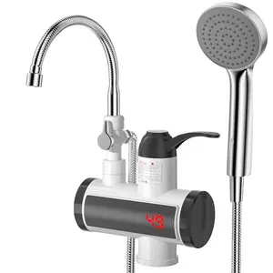 畅销电热水器速溶加热黄铜核心浴室电动洗手盆水龙头带LED显示热水器