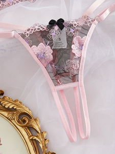 Ensemble de lingerie sexy pour femmes, maille brodée florale, doux et énergique, avec soutien-gorge à armatures - Product Image 5