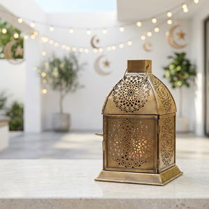 2027 Ramadan Decorations Bras Antique Metal Moroccan Candle <b>Lantern</b> for Home and Events - Product Image 1