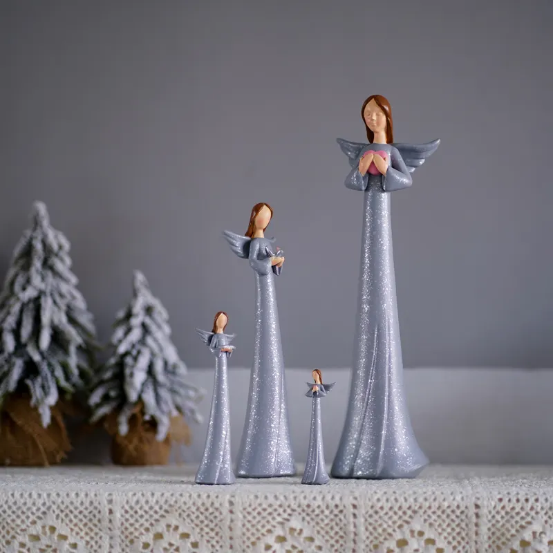 Statue religieuse OEM personnalisée en usine cadeau de fille à longues jambes Sculpture abstraite sans visage statue d'ange artisanat décoratif en résine