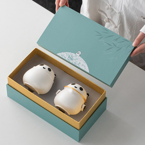Hochwertiges Keramik-Panda-förmiges Kung-Fu-Tee-<span class=keywords><strong>Set</strong></span> 3-Tassen-Topf mit chinesischem Design Stilvolle neue Reisetee-Geschenk box - Product Image 5