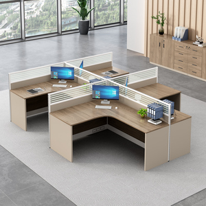 Modular Single F-shaped <strong>4</strong> 6 Seater People Office Desk Fiber Optic Splicing Office Workstation <strong>Table</strong> With Lower Partition - Product Image 6