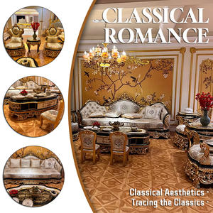 Stile europeo 7 posti tacchino classico intagliato in legno soggiorno divano di lusso divano tradizionale Set mobili soggiorno - Product Image 2