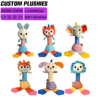 Hochet personnalisé en peluche renard à bas prix, hochet à main en silicone pour bébé avec broderie, idéal pour cadeau de naissance