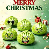 Jouets anti-stress à presser en TPR sur le thème du Grinch, en forme de petits pains vapeur, boîtes surprises cadeaux, emballés individuellement, simulation créative