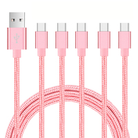 Cable USB-C de Nailon de 1M-6 pies, Carga Rápida de 3A para Teléfonos Móviles Android y Computadoras/PC