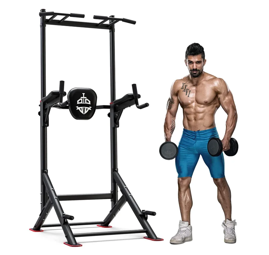 Power Tower Dip Station Pull Up Bar for Home Gym Strength Training Workout Equipment, 400LBS.