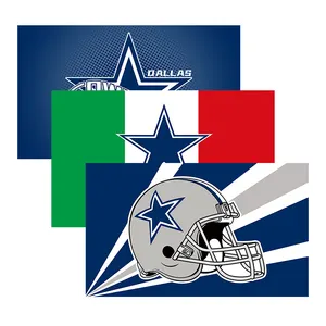 Stampa digitale all'ingrosso della fabbrica Nfl Team Outdoor Banner 3 * 5FT Dallas Cowboys bandiere a doppia faccia bandiera rossa bianca verde