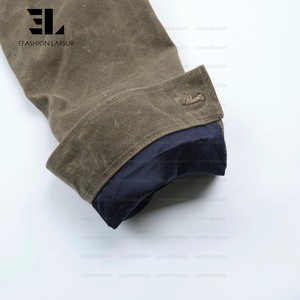 LARSUR kustom pabrik berat dilapisi lilin bebek jaket kanvas berburu dengan selimut berjajar jaket pengendara motor - Product Image 6