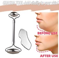 Ensemble de rouleaux de massage facial en acier inoxydable pour soins de la peau, outil de massage manuel Gua Sha, diffuseur, cadeau de spa personnalisé en gros