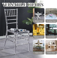 Chaise Chiavari transparente en acrylique empilable, idéale pour les mariages, les hôtels et les banquets, best-seller