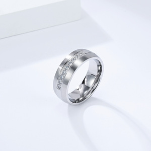 <b>Titanium</b> Steel Diamond <b>Ring</b> Gold Black Silver Unisex Engagement Jewelry Channel Setting Geometric Shape Fashion <b>Rings</b> - Product Image 3