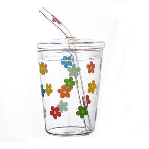 Tasse <span class=keywords><strong>de</strong></span> paille en verre <span class=keywords><strong>de</strong></span> conception <span class=keywords><strong>de</strong></span> dessin animé pour le thé <span class=keywords><strong>de</strong></span> lait <span class=keywords><strong>de</strong></span> jus nouveau Drinkware frais - Product Image 3