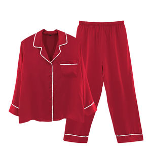 Pijamas de mujer de seda 100% de alta calidad personalizados, conjunto de pijamas de mujer de seda de ajuste cómodo de tendencia 2024 - Product Image 1