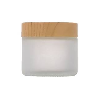 Luxury Frosted Glass <strong>Jars</strong> with Lids for <strong>Cosmetic</strong> Wood Grain Lid Glass 5-100g clear <strong>Cosmetics</strong> Bottle for Eye Cream Face Cream - Product Image 4