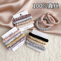 Chouchou en soie de mûrier pur 19 Momme 100% de luxe personnalisé mode couleur unie cheveux cravates pour femmes tissu élastique bandes de cheveux minces
