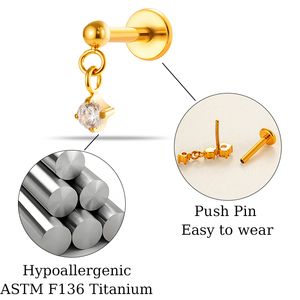 Orecchini a perno piatti in titanio ASTM F136 con zirconi a forma di cuore e fiore, <span class=keywords><strong>piercing</strong></span> alla moda per cartilagine, elice, <span class=keywords><strong>trago</strong></span>, pendenti per <span class=keywords><strong>donna</strong></span> - Product Image 2