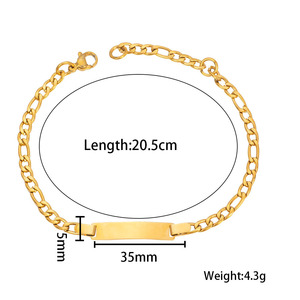 Bracelets en acier inoxydable pour femmes Bracelet en or 18 carats Barre en métal à graver Chaîne pour couple personnalisée <span class=keywords><strong>Bijoux</strong></span> de corps pour femmes - Product Image 6