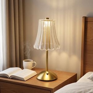 Modern Black Flower Crystal Dome Shade <b>Table</b> Lamp with Flexible Neck <b>LED</b> Warm <b>Light</b> CRI 80 for Bedroom Decorative Use - Product Image 1