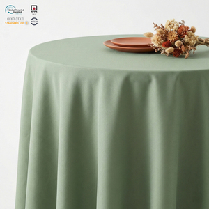 Nappe ronde de mariage personnalisable en polyester tissé, imperméable et écologique, 132 pouces, lavable, pour banquet - Product Image 1