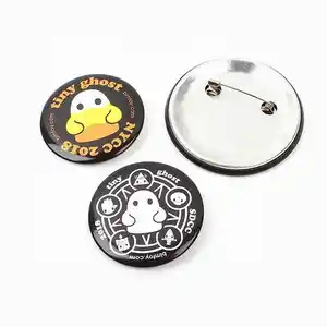 Button Badges Pin Logo Metal Manufacturer Custom Round Shape Cute Button on with Safety Pin Nickel-free Aluminum Support