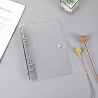 Reliure à 6 anneaux en PVC transparent avec fermeture à bouton-pression, couverture de planificateur transparente A5/A6 pour journal, budget et organisateur de voyages