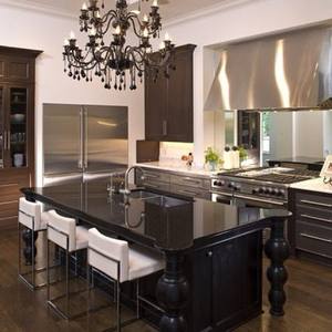 Meubles de cuisine modernes et simples en acier inoxydable sur mesure, avec armoires ouvertes en pierre de quartz, décoration personnalisée avec éclairage - Product Image 4