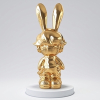 Nouvelle figurine de lapin en résine élégante, ornement sur pied électroplaqué, décoration d'intérieur Art Déco, cadeau de pendaison de crémaillère