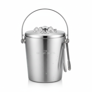 Cubo de Hielo Metálico The Grand Hotel con Tapa y Pinzas, Resistente, Origen EE. UU., para Servicio de Bar - Product Image 1