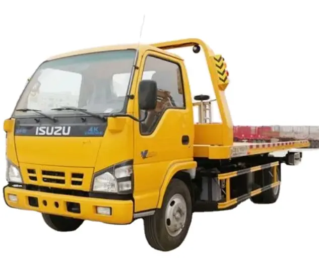 Diskon terbaik ISUZU pembawa truk derek penyelamatan jalan Rollback Trailer 5 ton Flatbed Platform penghancur