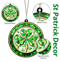 Cadeaux pour la Saint-Patrick pour femmes et hommes, attrape-soleil en verre avec trèfle irlandais, décoration suspendue pour la maison, décoration de fête